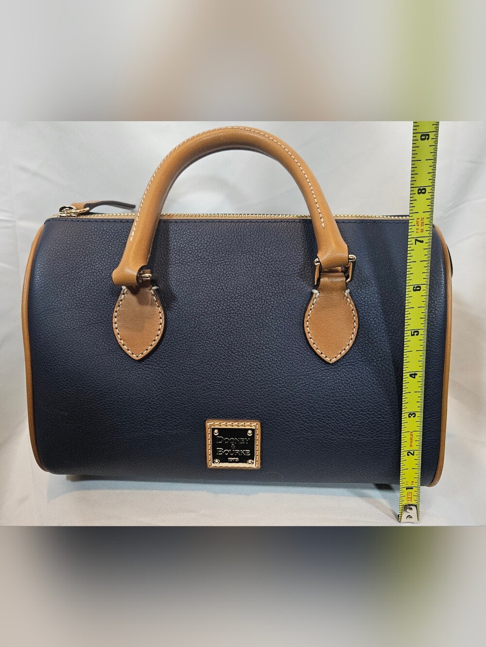 Dooney & Bourke Navy with Tan Trim Barrel Satchel 25 - Picture 10 of 12